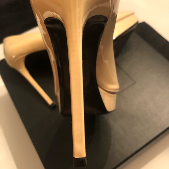 Saint Laurent Nude Patent Flatform Pumps 40 - Picture 7 of 8
